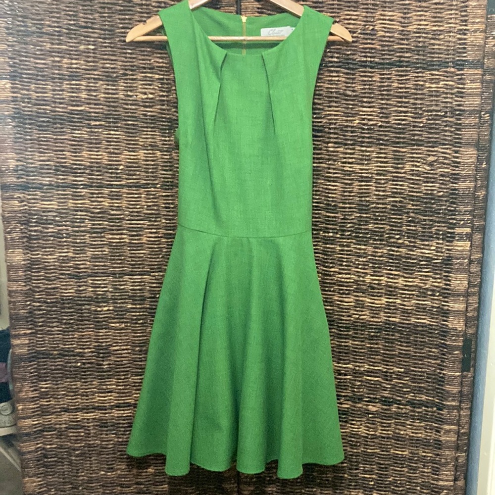 Kelly Green vintage inspired dress size US 14 w/ navy blue belt London made
